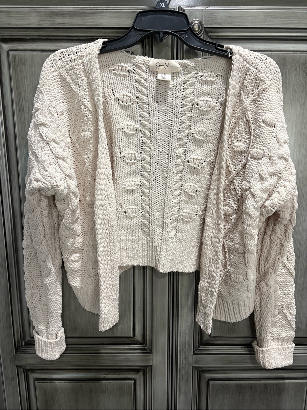 Jessica Simpson Lightweight Open Front Cable Knit Cardigan - Cream